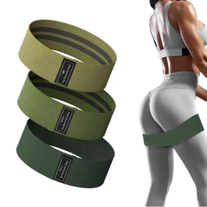 Eco Friendly Non Slip Gym Sport Custom Logo Green Fabric Latex Hip Loop Resistance Bands Set Fitness Accessories
