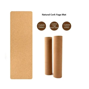 Eco Friendly Non Slip Natural Cork Rubber Yoga Mat 4/5/6mm Thickness Cutting Custom Logo for Home Gym Exercise
