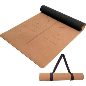Eco-friendly Cork Natural Rubber Yoga Mat 5mm Thick Non-slip Sweat-absorbing Carved Postures