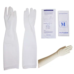 Elbow Length Gynecology Gloves White Long Cuff Latex Gynecological Surgical Gloves