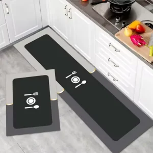 European Style Rubber Waterproof Anti Slip Diatomite Kitchen Mat Set of 2 Anti Fatigue Floor Mats