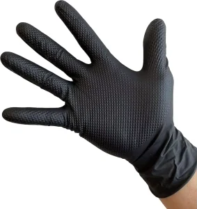 Examination Latex Free Heavy Work Black Nitrile Gloves Disposable Black Diamond Grip Nitrile Gloves