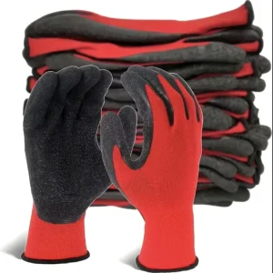 Export Foreign Trade Red Black Wrinkled Gloves Labor Protection Latex Rubber Wear Resistant Work Non Slip Waterproof