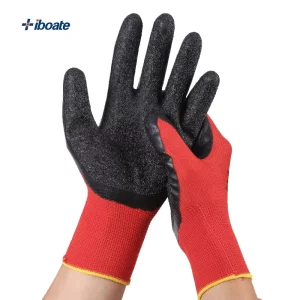 Factory Article Work Safety Gloves Wear Resistant Gloves Wrinkled Nylon Non Slip Hanging Rubber Dipped Labour