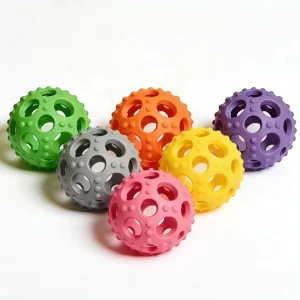 Factory Custom Multi Color Hollow Rubber Ball Dog Chew Resistant Molar Toy Outdoor Fetch Interactive Rubber Dog Toys
