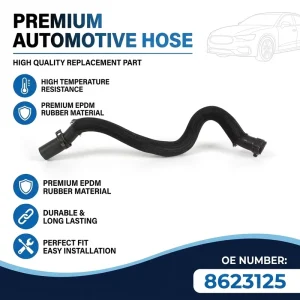 Factory Direct EPDM Upper Expansion Tank Coolant Overflow Hose OE 8623125 for S60, S90, XC60, and XC70, 3.0T/3.2L