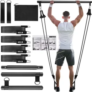 Factory Directly Supply Portable Adjustable Pilates Bar Set Pilates Studio Multifunctional Resistance Belt Elastic Rope