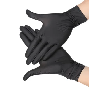 Factory Disposable Black Nitrile Examination Gloves Medical Consumables Free of Latex