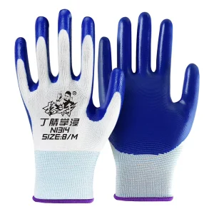 Factory Nitrile Labor Insurance Gloves Rubber Wear resistant Construction Site Non slip Breathable Dipped Gloves