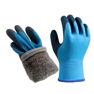 Factory Padded Waterproof Rubber Fleece Lining Gloves Labor Protection Thickened Warm Keeping Cold Resistant