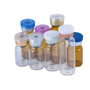 Factory Price Pharmaceutical Sterile Injection Glass Vials 15ml Screw Cap Rubber Stopper Brown Transparent Gold Stamping Screen
