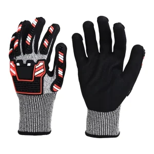 Factory Protective PVC Rubber Sewn on Back Mechanical Gloves Safety for Work Nitrile Sandy Level C Work Safety Gloves for Work