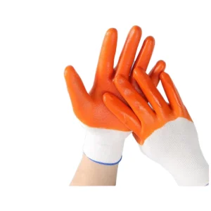 Factory Rubber Gloves Wear resistant Protective Non slip Breathable Thick PVC Semi hanging Latex Work Gloves Elastic