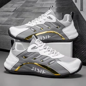 Fashion Men’s Lace Up Sport Shoes Breathable Mesh Lining Cushioned Anti Odor Anti Slip Rubber Outsole Casual Walking Shoes