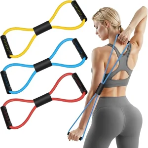 Figure 8 Fitness Resistance Bands Handles Exercise Tube Band Set 3 High quality Natural Rubber Elastic Arm Shoulder
