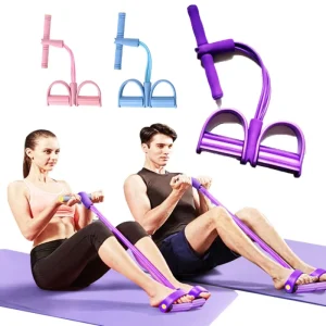 Fitness Gum 4 Tube Silicone Resistance Bands Durable Eco Friendly Pedal Exerciser Sit up Pull Rope Expander Yoga Equipment