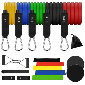 Fitness Loop Exercise Natural Rubber Resistance Bands Set Elastic Pull Ropes Core Slider Combination for Gym Fitness Exercise