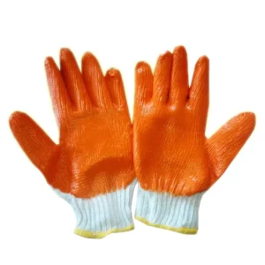 Flat Cotton Rubber Gloves Latex Impregnated Oil Resistant Waterproof Wear Resistant Non Slip Labour Protection Gloves Custom