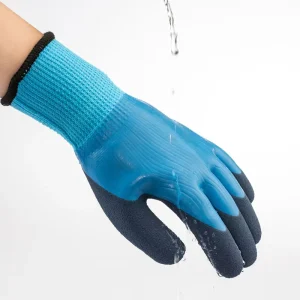 Fleece lined Warm Thickened Waterproof Gloves Knit Wrist Labor protection Wear resistant Non slip Nitrile Rubber Latex Rubber