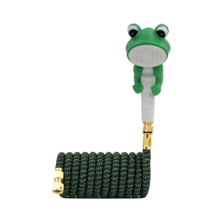 Flexible Stretch Expandable Latex Water Hose with Cute Cartoon Spray Head 10 Spray Patterns for Kids Bathing & Outdoor Use