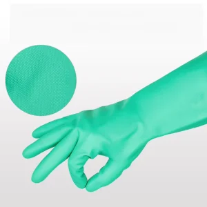 Flock Lined 15mil Thick 33cm Straight Cuff Nitrile Gloves Latex-Free Customizable Heavy Duty Acid Alkali Resistant Anti-Slip