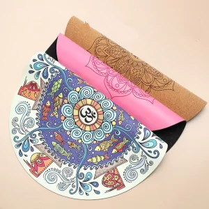 Foldable Travel Round PU and Rubber Yoga Mat Meditation Mat