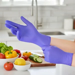 Food Grade Blue Textured Fingertips Powder Free Catering Kitchen Use Disposable Nitrile Gloves