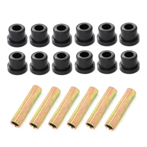 Front and Rear Leaf Spring Rubber and Metal Bushing Kit Includes 12 Rubber Bushings and 6 Metal Sleeves