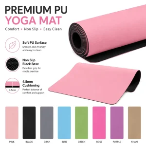 Frosted Coconut Non-Slip Wear Resistant Shock Absorbing Waterproof Fitness Pilates Travel PU Natural Rubber Yoga Mat 5mm