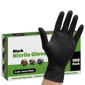 Full Textured Thick 6mil Industrial Black Nitrile Gloves Car Mechanics Repair Thick Nitrile Mechanical Work Gloves