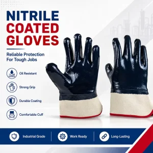 Garden Gloves Protective Gear Work Gloves With Grip Rubber Coated Warehouse Mechanic Industrial Nitrile Smooth Coated Gloves