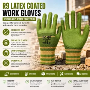 Genuine Rubber Labor protection Gloves Abrasion resistant Thickened Latex Dip for Construction Sites Building Tasks