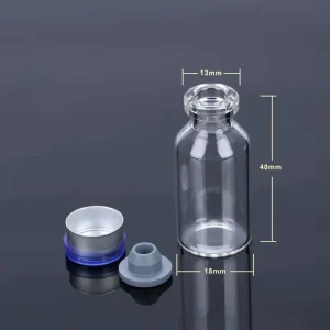 Glass Pharmacy Vial Bottle 5ml Round with Rubber Stopper and Gold Stamping for Medical Injection
