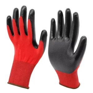 Gloves Labor Protection Wear resistant Work Ding Qing Nitrile Black Red Breathable Summer Work Site Anti slip Deodorant