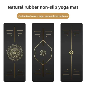 Gold embossed 5mm Thick PU Rubber Yoga Mat Non Slip for Home & Yoga Studio with Custom Logo and Colors Available