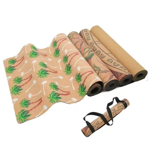 Green Eco Friendly Cork Natural Rubber Yoga Mat 6mm Cushioned Base for Joint Protection