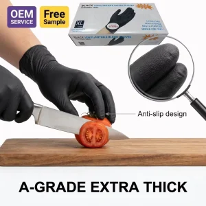Guantes De Nitrilo Negro Disposable Nitrile Gloves Portable Thickened Wear-Resistant Safety Gloves For Household Kitchen