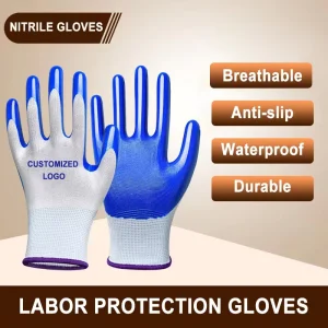 Hand Protection Flexible Work Gloves Industrial Waterproof Oil Resistant Anti Slip Latex Free Nitrile Protective Safety Gloves