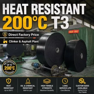 Heat Resistant 200C T3 Rubber Conveyor Belt for Clinker and Asphalt Plants Manufacturer Direct