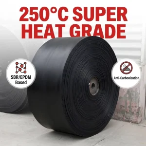 Heat Resistant SBR Rubber Conveyor Belt 250C for Sintered Ore and Coke Handling DIN Standard