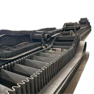 Heavy Duty Corrugated Sidewall Conveyor Belt with Cleats, Rubber Skirt, Fire Resistant, Adjustable Speed for Inclined Mining
