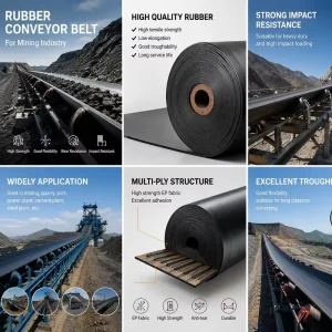 Heavy Duty Mining EP Polyester Rubber Conveyor Belt Abrasion Resistant for Coal, Stone and Quarry Conveyors