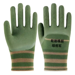 Heavy Duty Tire Rubber Coated Silicone free Breathable Elastic Knit Wrist Work Gloves Crinkle Grip Anti Slip Safety Gloves