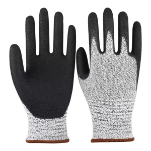 Heavy Duty Work Protection 13 Needle Cut Resistant Gloves Matte Rubber Surface Safety Industrial HPPE Level 5 Anti Cut Gloves