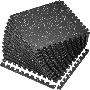 High-Density EVA Foam Exercise Mats with Rubber Top, Interlocking Gym Flooring