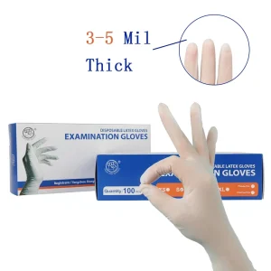 High Elastic Powder Free Latex Gloves Disposable Medical Rubber Gloves CE Certified Waterproof 3mil S M L for Lab Clinic Safety