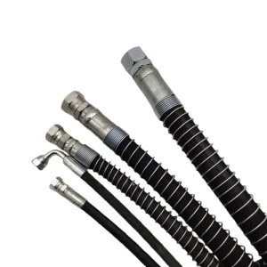 High-Pressure Hydraulic Steel Wire Wound Rubber Hose, Temperature and Wear Resistant, Black, -40~100C