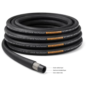 High Pressure Washer Hose Black Rubber Replacement Extension Smooth Quick-Connect Fittings Universal 0.125 Inch Wall Thickness