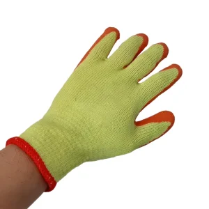 High Quality Yellow Cotton Yarn Rubber Crinkle Coated Anti Slip Hard Wearing Industrial Chemical Industry Use Work Safety Gloves