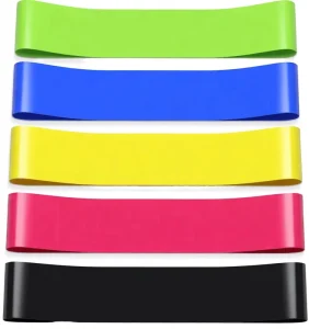 Home Gym Fitness Natural Rubber Latex Elastic Resistance Loop Bands Set of 5 Pcs